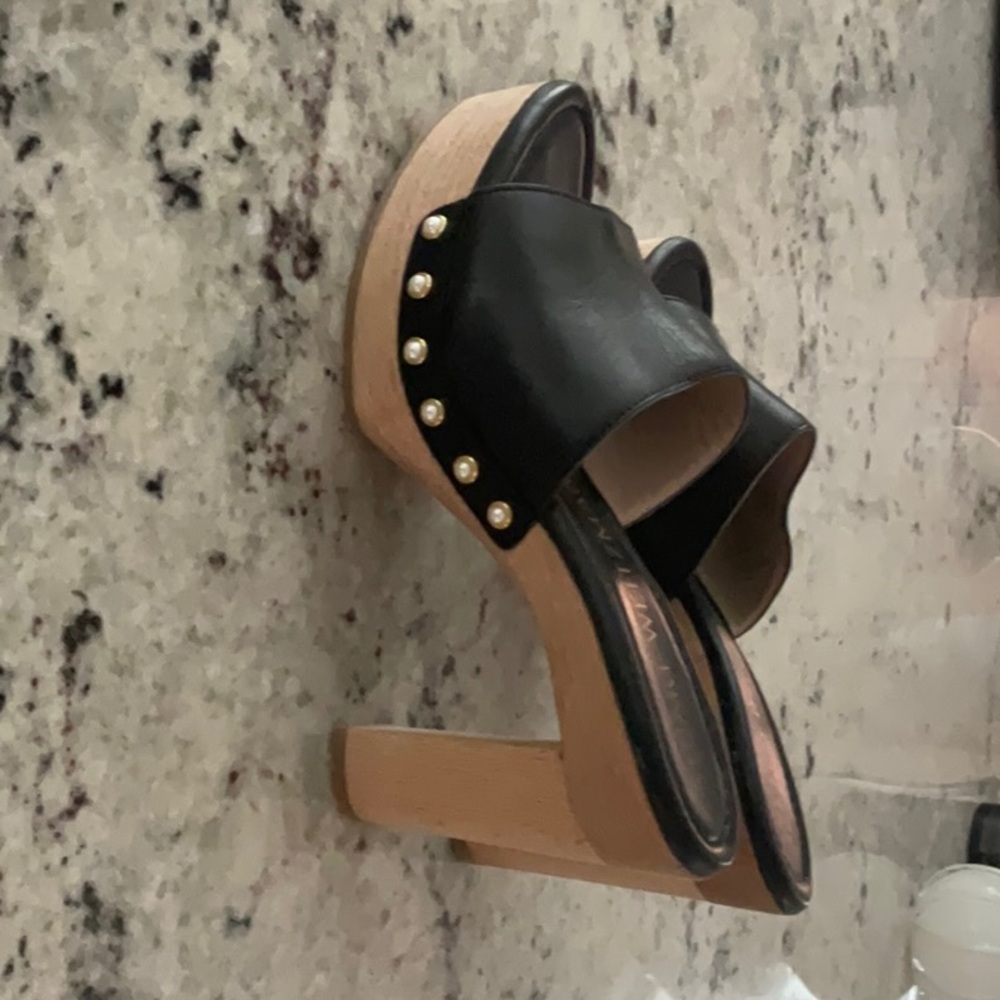 Stuart Weitzman-Black Studded Platform Sandals